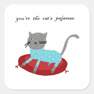 Pegatina Cuadrada Usted es los pijamas del gato