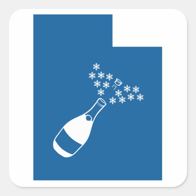 Pegatina Cuadrada Utah Champagne Powder (Anverso)