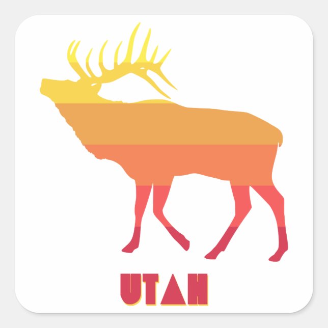 Pegatina Cuadrada Utah Elk (Anverso)