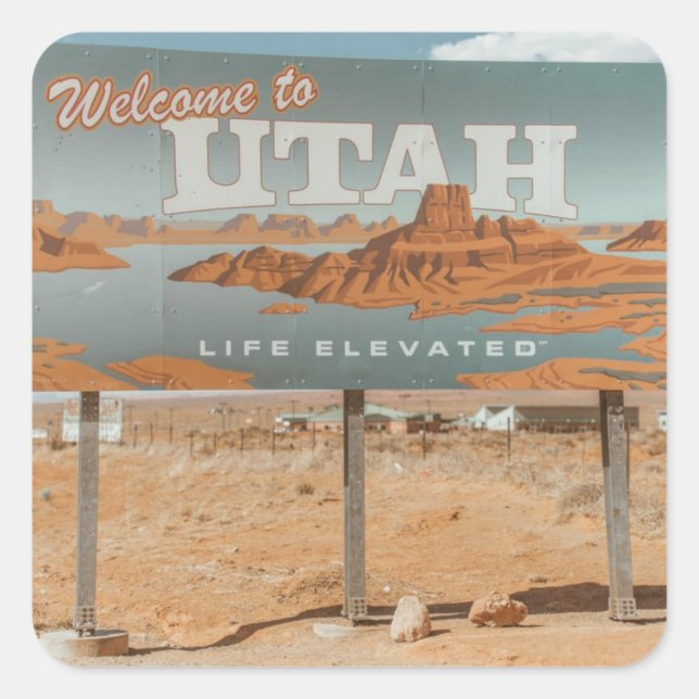 Pegatina Cuadrada Utah Life Elevated (Anverso)