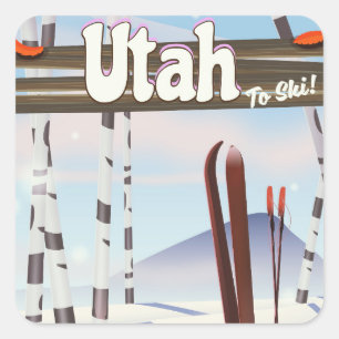 Pegatina Cuadrada ¡Utah para esquiar!