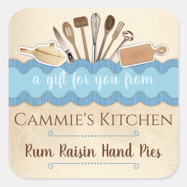 Pegatina Cuadrada utensilios chic de Shabby personalizados caseros p (Anverso)