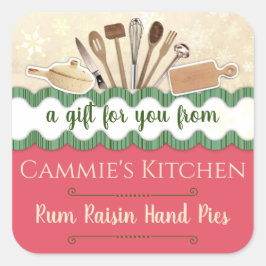 Pegatina Cuadrada utensilios de navidad personalizados caseros por