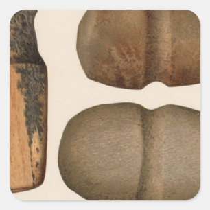 Pegatina Cuadrada Utensilios de piedra XIX, Nuevo México