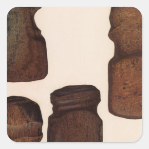 Pegatina Cuadrada Utensilios de XVIII Stone, Nuevo México