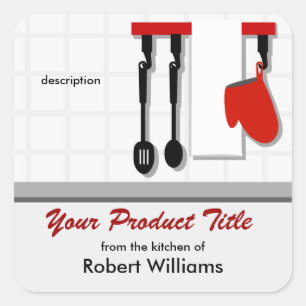 Pegatina Cuadrada Utensilios del chef de la cocina de