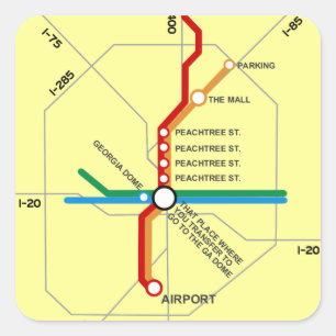 Pegatina Cuadrada Útil mapa del metro de Atlanta