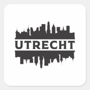 Pegatina Cuadrada Utrecht City Cityscape Skyline Travel Funny Gift