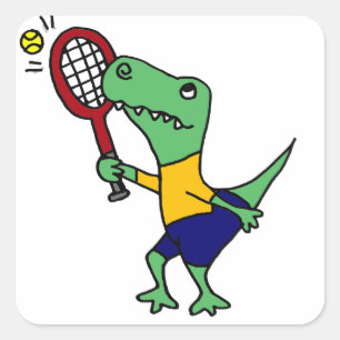 Pegatina Cuadrada UV- Funny Personalizado de tenis en dinosaurio T-R