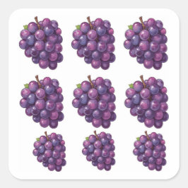 Pegatina Cuadrada Uvas Moradas