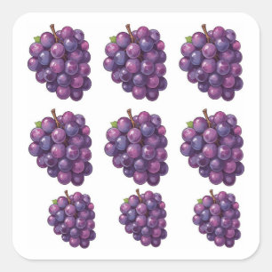 Pegatina Cuadrada Uvas Moradas