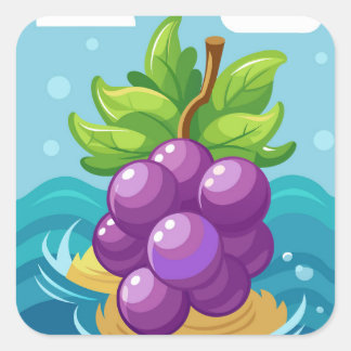 Pegatina Cuadrada Uvas orgánicas