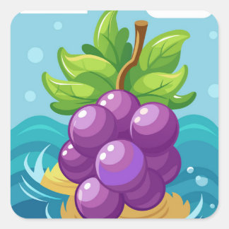 Pegatina Cuadrada Uvas orgánicas
