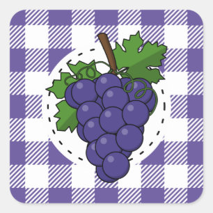 Pegatina Cuadrada Uvas sobre la pasta de violeta blanca