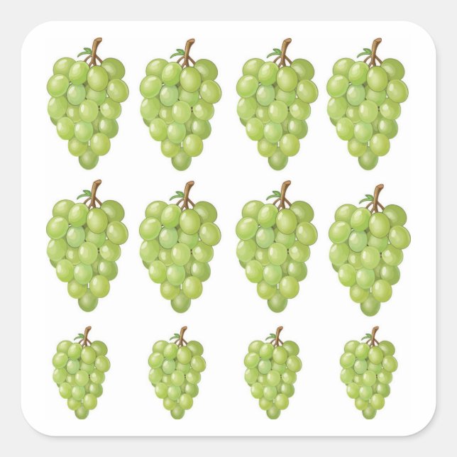 Pegatina Cuadrada Uvas Verdes (Anverso)
