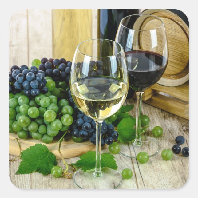 Pegatina Cuadrada uvas y pegatinas (Anverso)