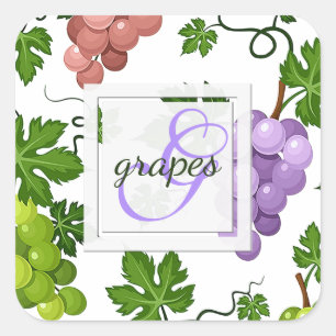 Pegatina Cuadrada Uvas y uvas suaves