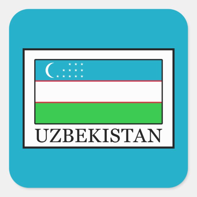 Pegatina Cuadrada Uzbekistán (Anverso)