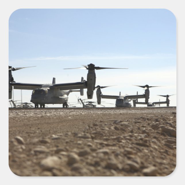 Pegatina Cuadrada V-22 Avión Osprey tiltrotor (Anverso)