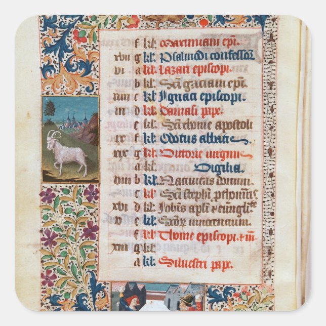 Pegatina Cuadrada V.25-3 Fol.12v el mes de diciembre (Anverso)