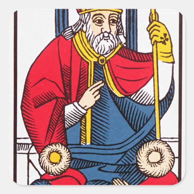 Pegatina Cuadrada V El Papa, Tarot card (Anverso)