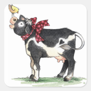 Pegatina Cuadrada Vaca con vaca - Pegatinas