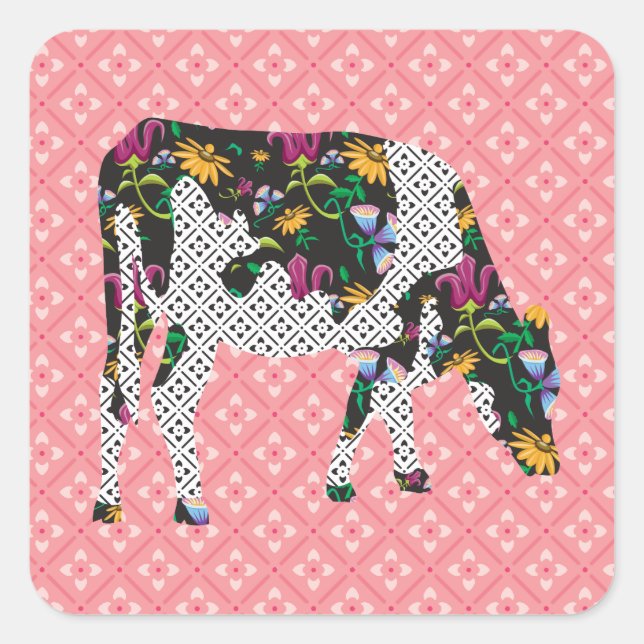 Pegatina Cuadrada Vaca friesiana, Friese Koe (Anverso)