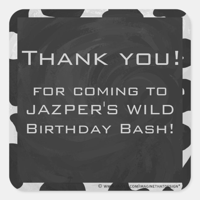 Pegatina Cuadrada Vaca monográfica en blanco y negro (Anverso)