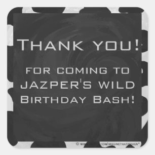 Pegatina Cuadrada Vaca monográfica en blanco y negro