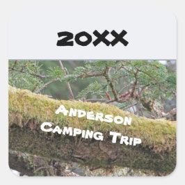 Pegatina Cuadrada Vacaciones al aire libre rústicas de excursión fam