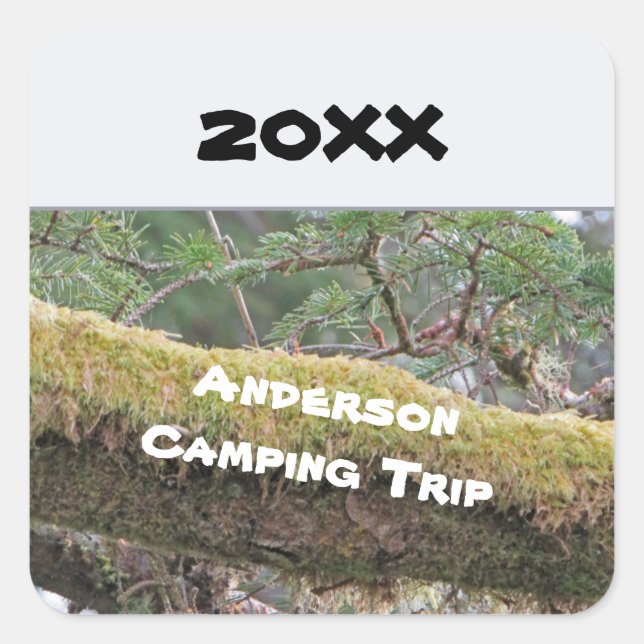 Pegatina Cuadrada Vacaciones al aire libre rústicas de excursión fam (Anverso)