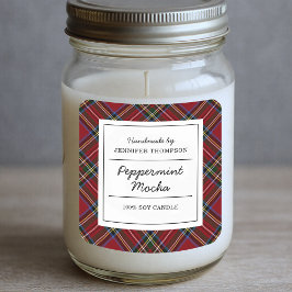 Pegatina Cuadrada Vacaciones clásicas de Tartán Rojo