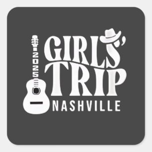 Pegatina Cuadrada Vacaciones de chicas en Nashville 2025 Verano