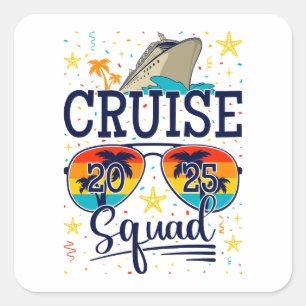 Pegatina Cuadrada Vacaciones de crucero 2025