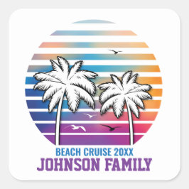 Pegatina Cuadrada Vacaciones de crucero personalizadas para reunión 