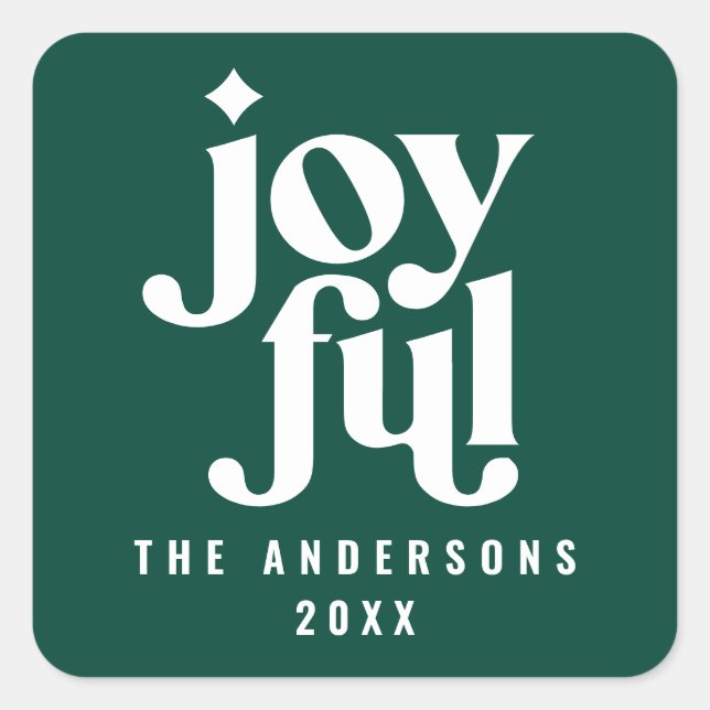 Pegatina Cuadrada Vacaciones de navidades de tipografía verde gráfic (Anverso)