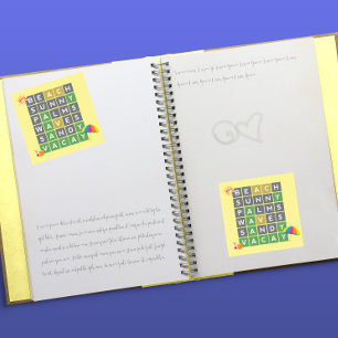 Pegatina Cuadrada Vacaciones de playa Juego de rompecabezas de palab