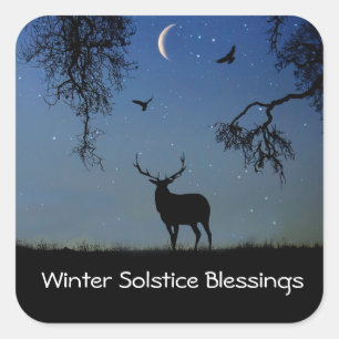 Pegatina Cuadrada Vacaciones del solsticio de invierno alce