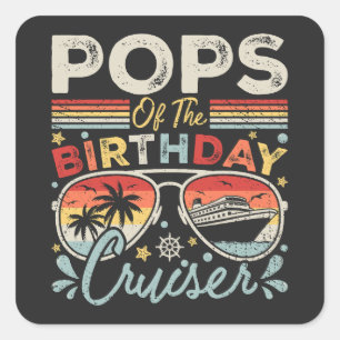 Pegatina Cuadrada Vacaciones en cruceros por el cumpleaños