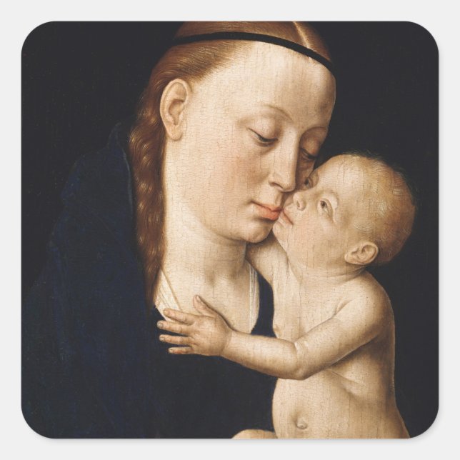 Pegatina Cuadrada Vacaciones en Virgen y navidades Infantiles (Anverso)