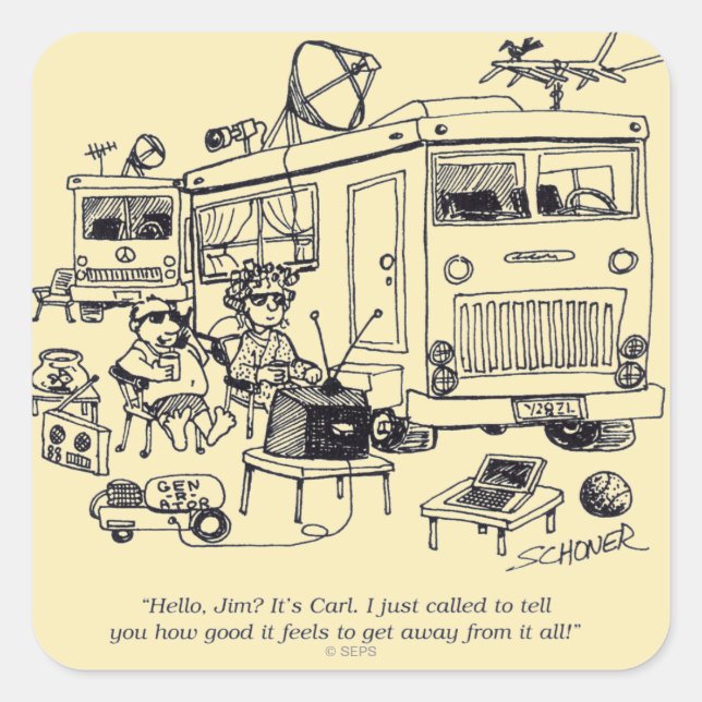 Pegatina Cuadrada Vacaciones familiares (Anverso)