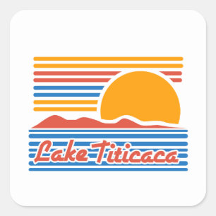 Pegatina Cuadrada Vacaciones familiares de diseño de cosechas en el