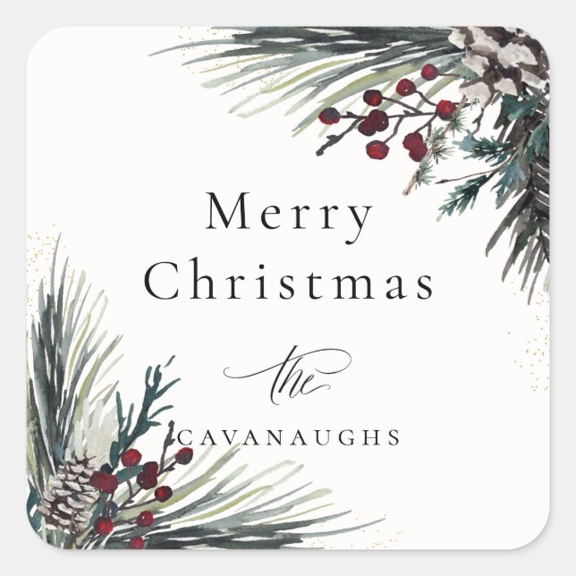 Pegatina Cuadrada Vacaciones rusas de invierno (Anverso)