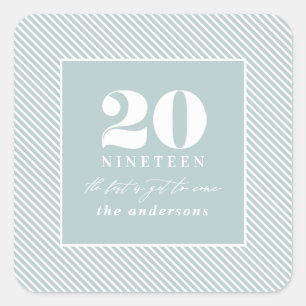 Pegatina Cuadrada Vacaciones tipográficas de Año Nuevo Moderno