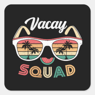 Pegatina Cuadrada Vacaciones Vacay Squad Funny Beach Summer