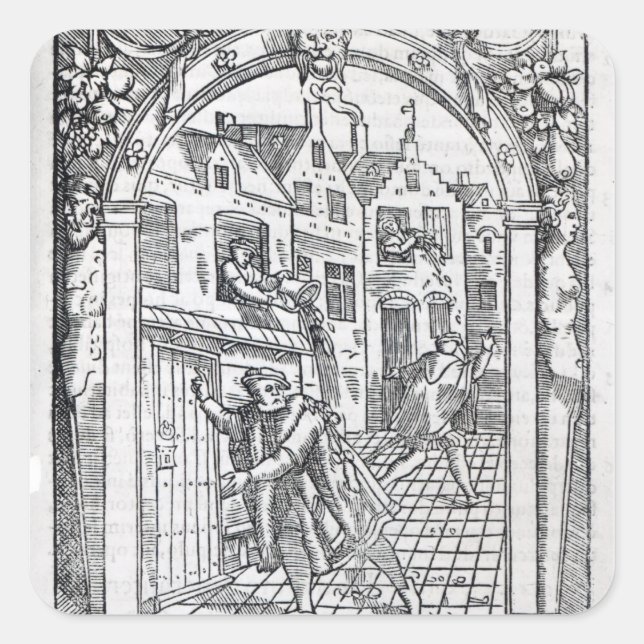 Pegatina Cuadrada Vaciando las macetas de la cámara (Anverso)