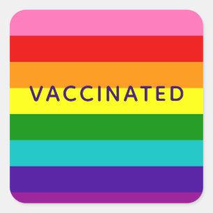 Pegatina Cuadrada Vacunación de banda arco iris de bandera del orgul