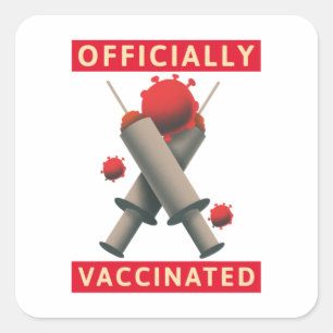Pegatina Cuadrada Vacunado oficialmente - Vacunado