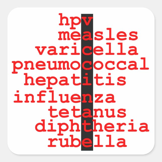 Pegatina Cuadrada Vacunar pegatinas (Anverso)