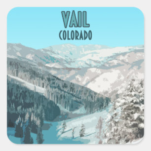 Pegatina Cuadrada Vail Colorado Snow Vintage